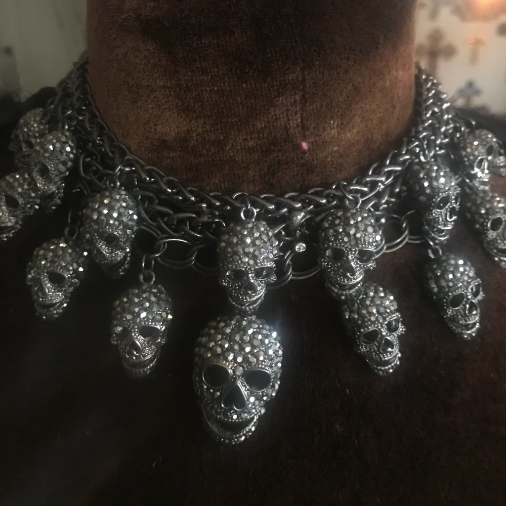 Sculls and rhinestone crystal choker.